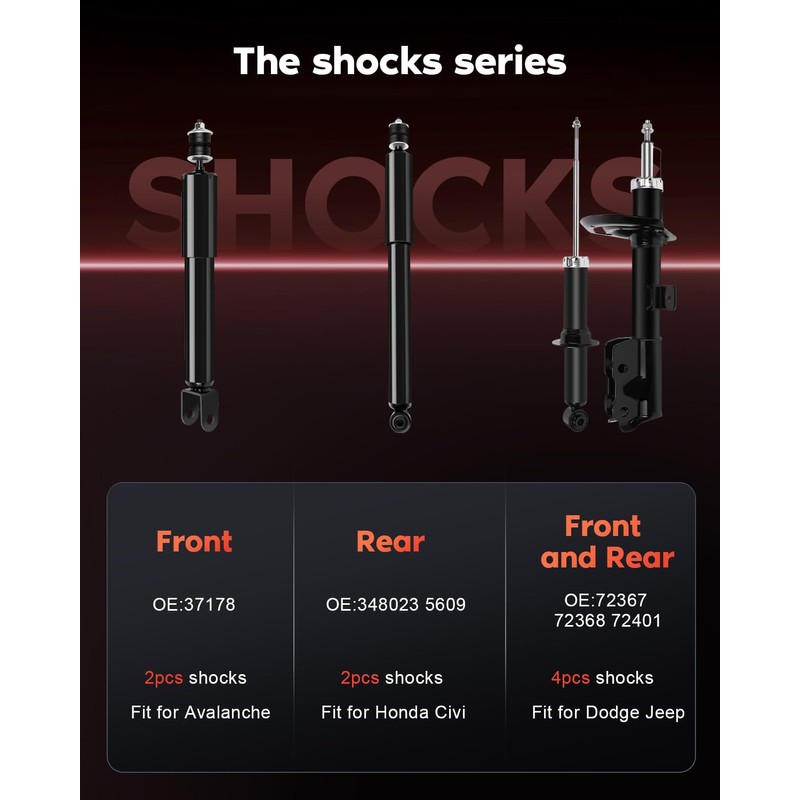 cciyu 4 x Front Rear Struts Shock Absorbers Fit for