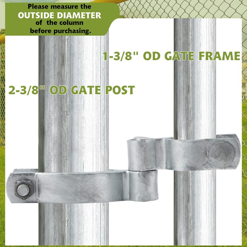1-3/8" x 2-3/8" Chain Link Fence Gate Post Hinge Kit,