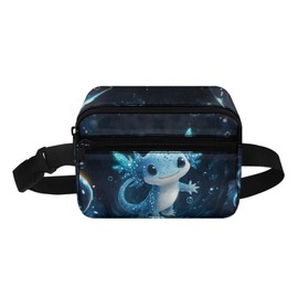 Cozeyat Blue Axolotl Kids Fanny Pack Boys Purse Bum Bag Cute Cartoon Wasit Bag Travel Belt Bag,Crossbody bag for Kids Age 4-12