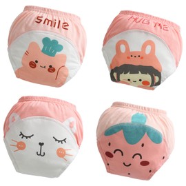 usbettas Toddler Potty Training Underwear for Girls 1t 2t 3t 4t, Soft Cotton Reusable Potty Training Pants for Toddlers 4 Pack, Waterproof Toilet Training Pants for Kids