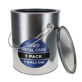 Master Elite 1 Gallon Lined Empty Metal Paint Can Bucket with Lid, Bail Handle - Triple Tight Seal, 128 fl. oz. Steel Coating Storage Container Tin - Store Leftover Water-Based Paint, Latex, Art Craft