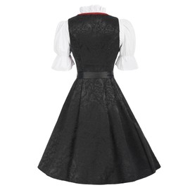 JASAMBAC Women's Dirndl Dresses Plus Size Long 3Pcs Traditional German Oktoberfest Costumes Black-red 2XL