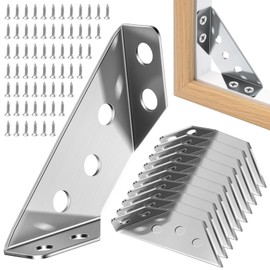 jwtyu Corner Connectors Metal Pack of 25 Stainless Steel Corner Brackets Triangle Support with Screw Furniture Angle for Beds Tables Chairs Cabinets and Other Wooden Furniture