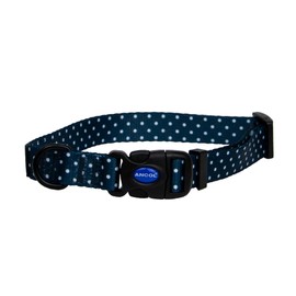 Ancol Polka Dot Patterned Round Dog Collar Lightweight Sturdy Adjustable Buckle Durable Secure Fit Soft Comfortable Stylish Pet Puppy Leash - Large