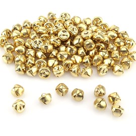 LUTER 100pcs Christmas Jingle Bells, 0.5 Inch Small Christmas Jingle Bells Ornaments Gold Bells Christmas for Wreath Jewelry Making Home Christmas Decoration(Gold)