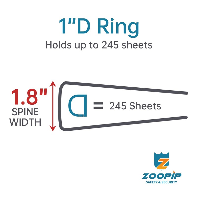 ZOOPIP Fireproof 3 Ring Binder with Zipper, 2 Inch D