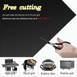 Nutabevr Set of 5 40 x 30 cm BBQ Grill Mats, Non-Stick Grill Mats, Grill Accessories, Baking Mat, Baking Paper, Reusable, Heat Resistant Cut to Size, Permanent Baking Foil for Gas Grill, Gas,