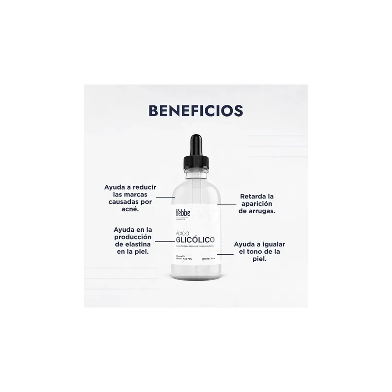 Ácido Glicólico 70 Hebbe Cosmetics Exfoliante y Peeling Facial 100ml