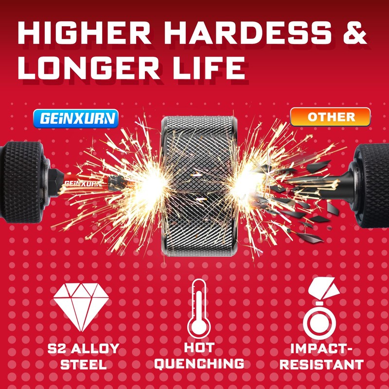 Geinxurn 30Pieces Magnetic #2 Phillips 2 in. Hex Anti-Slip Screwdriver