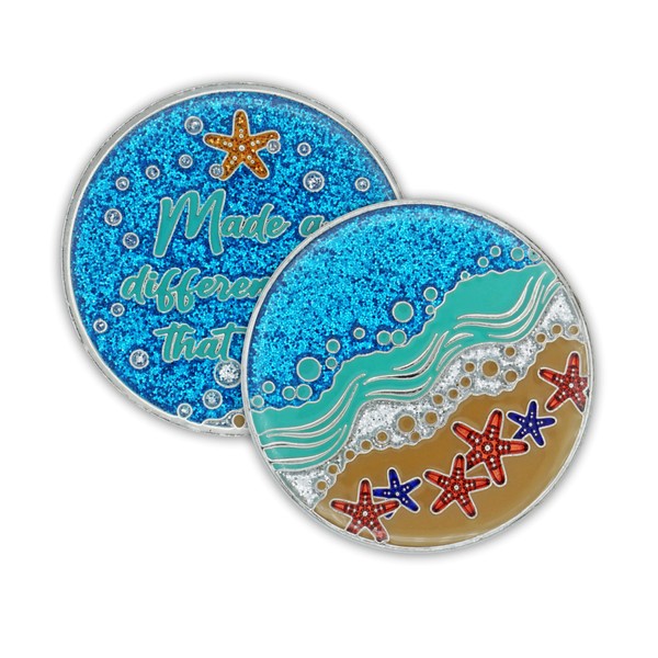 Star Thrower Sobriety Chip | Triplate AA Coin | Made a Difference to That One | Inspirational Starfish Story Recovery Gift Token