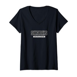 Womens Sharks West High School Cheerleading V-Neck T-Shirt