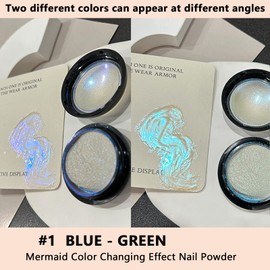 Chrome Nail Powder - 5 Colors Mermaid Nail Powder, Mermaid Chameleon Effect, Iridescent Aurora Powder Pigment Pearlescent Mermaid Pigment Pearl Glitter Dust Kit, Nail Art Decoration