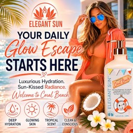 Elegant Sun Crema Hidratante Diaria Coral Beach, Loción Prolongadora Del Bronceado, Para Después Del Sol O De Las Camas De Bronceado, A Base De Aloe V