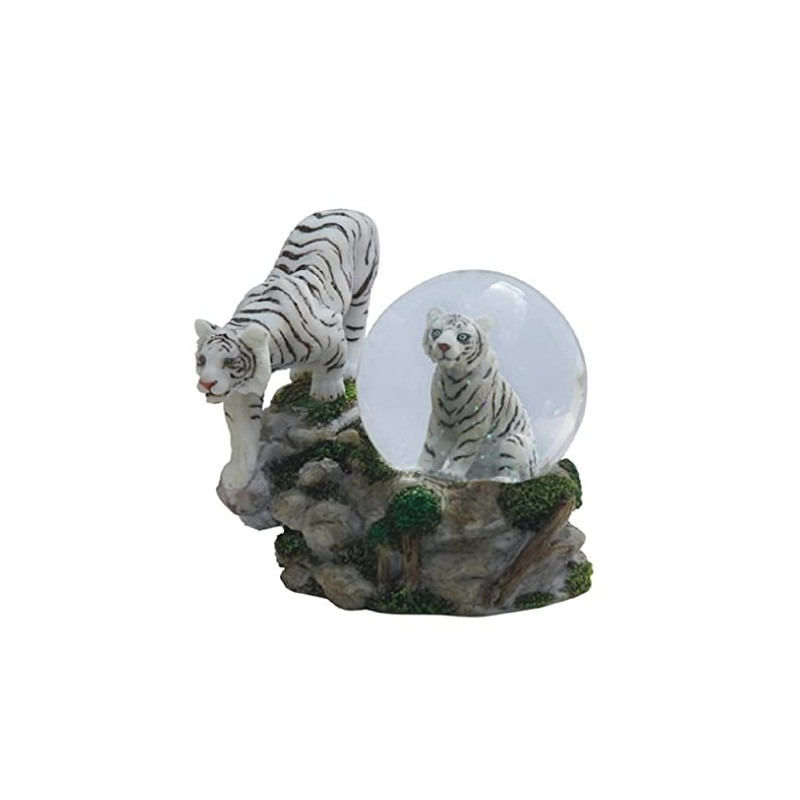 ICE ARMOR 4" H White Tiger with Cub Glitter Snow