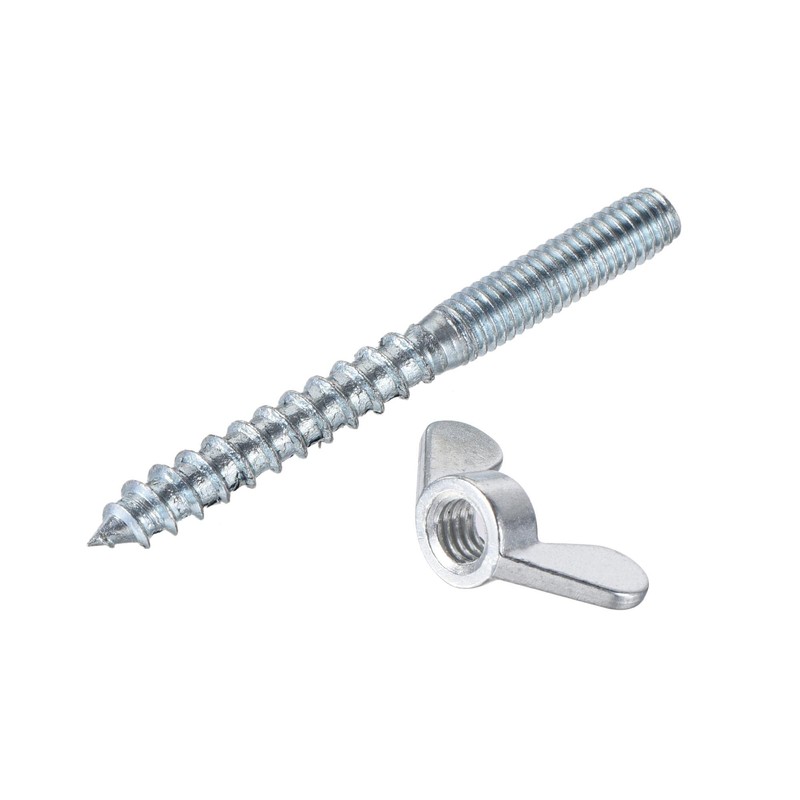 uxcell 12pcs M6x60mm Hanger Bolt, 10pcs M6 Wing Nuts for