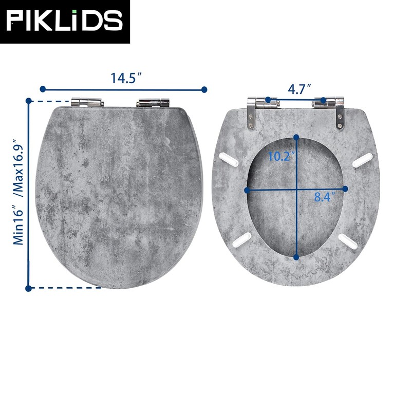 Toilet Seat, Slow Close, Premium Moulded Wood, Quick Release, Slate