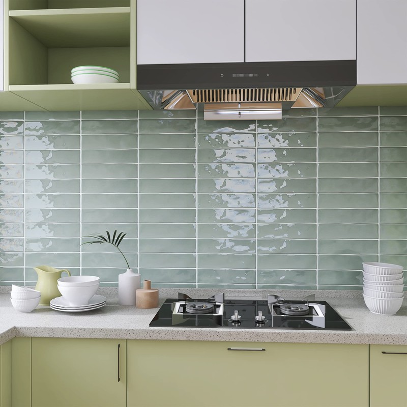 KE-JAS KEZMA - Green Handmade Ceramic Wall Tile 3 in.