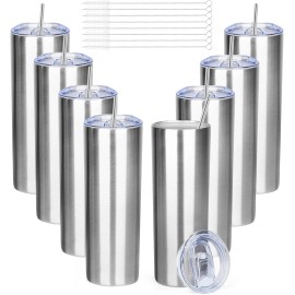 50Pack 20 Oz Straight Skinny Tumblers, Individually Gift Boxed Stainless Steel Slim Skinny Tumbler Set Bulkcolor: 50pcs sliver, capacity: 20 oz