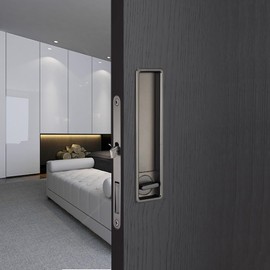 AcxdJnye Pocket Door Lock Hardware with Pull,Invisible Sliding Door Lock Handle, Recessed Door Handle Lock for Furniture Hardware,Black