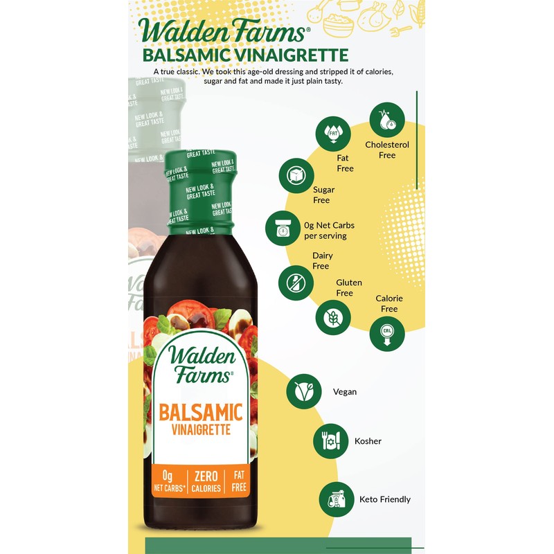 Walden Farms Balsamic Vinaigrette – Calorie-Free, Gluten-Free, Low Carb, Keto-Friendly,