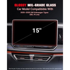 ASZSK For 2025~2026 VW/Volkswagen Tiguan (SEL R-Line) 15 Inch Glossy Screen Protector - [More Clear& Smooth] - Mil-Grade 9H+ Tempered Glass - Touchscreen *1