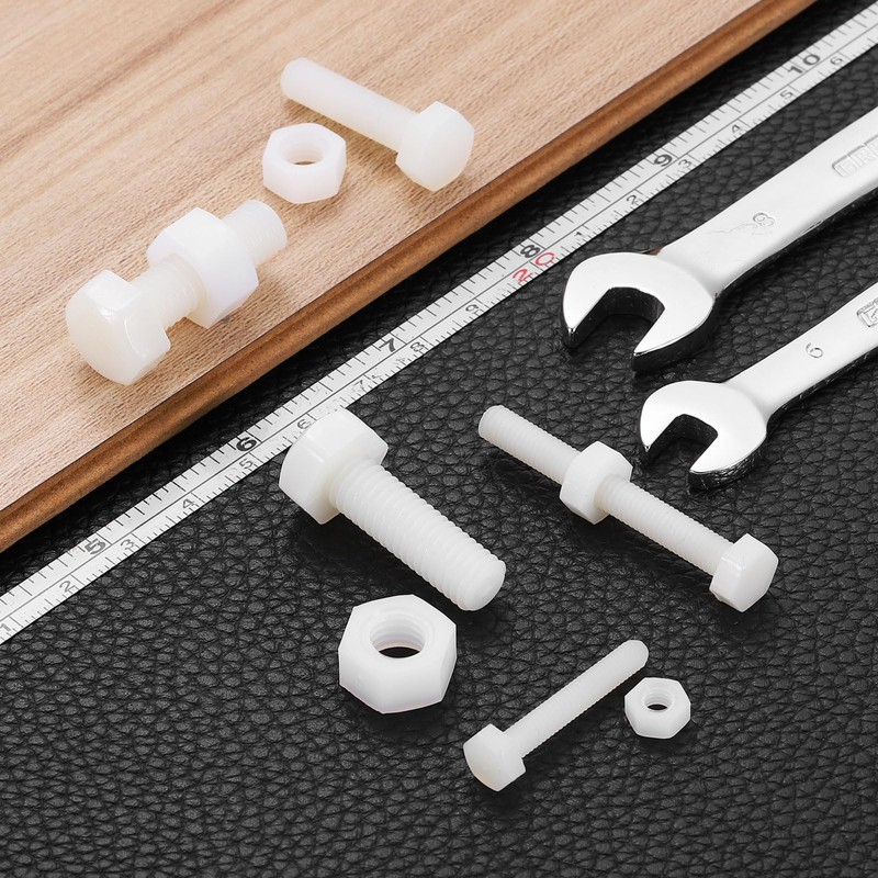 sourcing map 25 Pair Nylon Screws Nuts Assortment, M8x25mm Hex