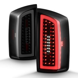 ACANII - For 2007-2008 Dodge Ram 1500 2500 3500 Full LED Tube Black Housing Smoke Lens Tail Lights Lamps Left+Right