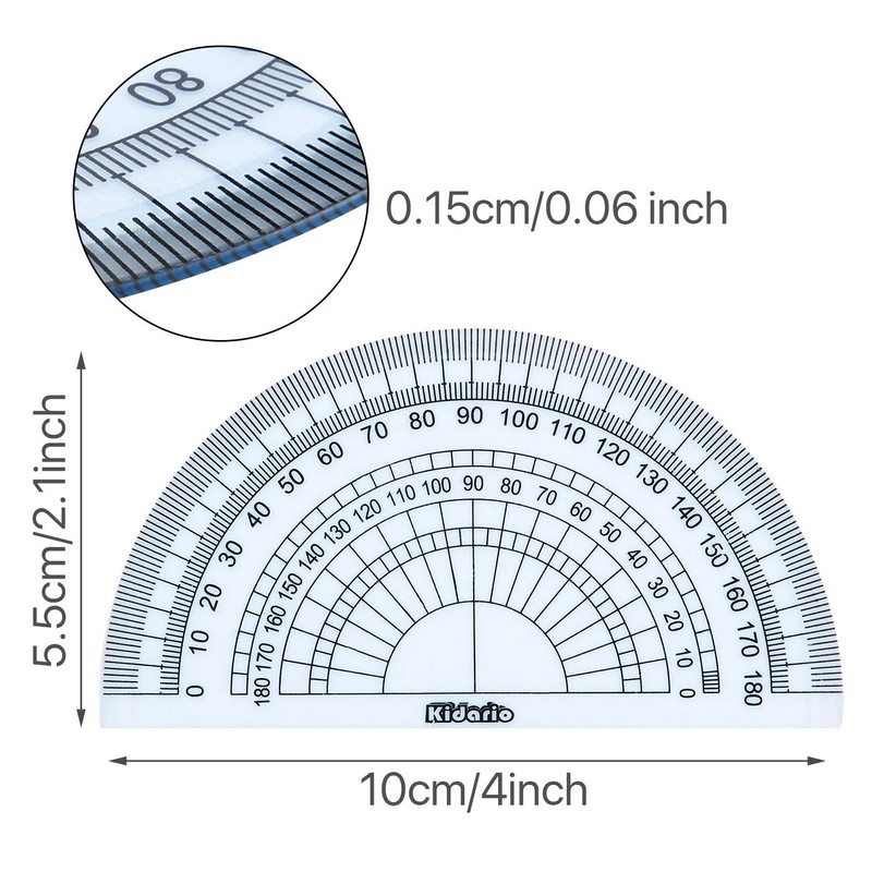 24 Pack Plastic Protractors Math Protractor 180 Degrees 4 Inch