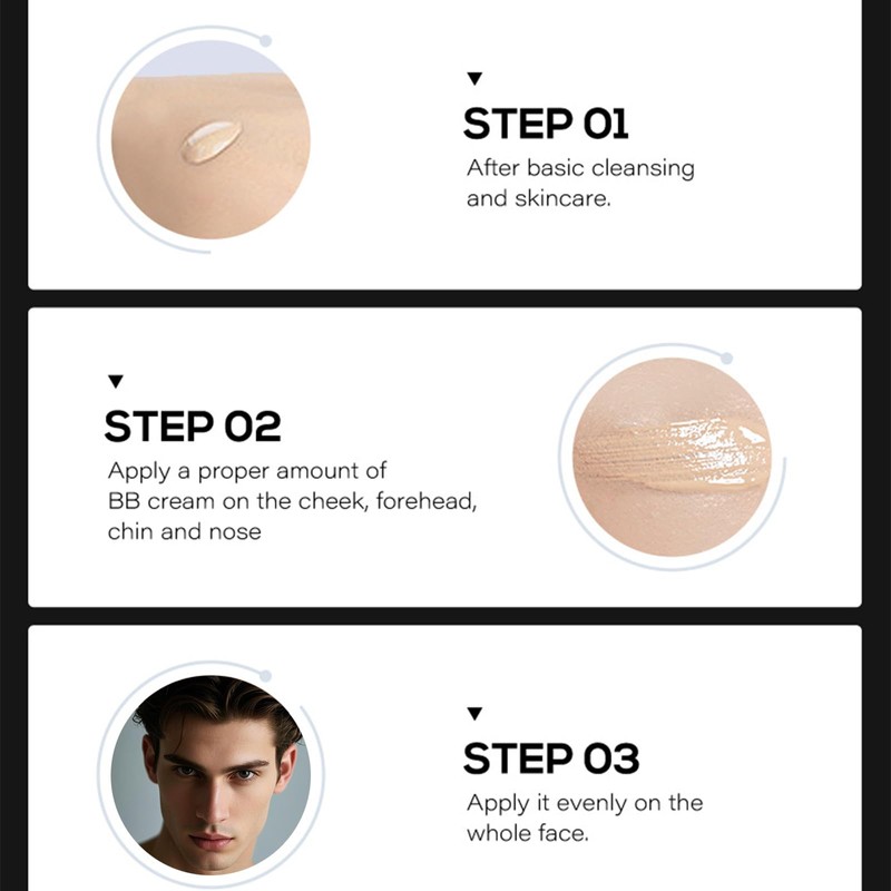 Men's BB Cream, Full Coverage Concealer, Oil Control and Anti-Ageing,