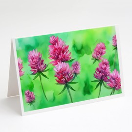 Vermont Red Clover in Watercolor Greeting Cards and Envelopes Pack of 8
