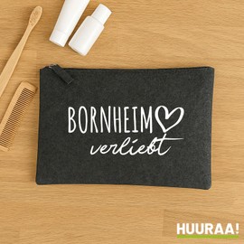 Huuraa Kulturbeutel Bornheim verliebt Geschenk 1 Liter Charcoal Filz Bornheim Geschenkidee