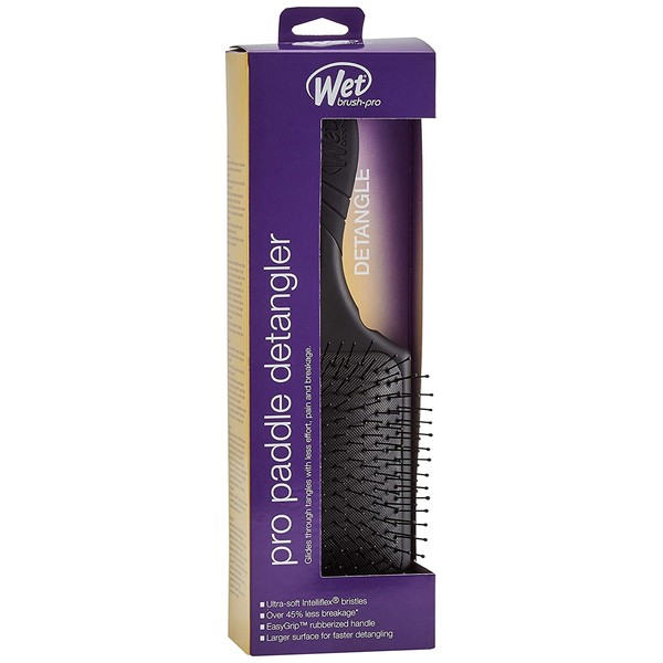 Wet Brush Paddle Detangler Hair Brush Black with Soft Bristles, Perfect Hair Brush for Men, Women and Kids, Detangler for All Hair Types - Blackout