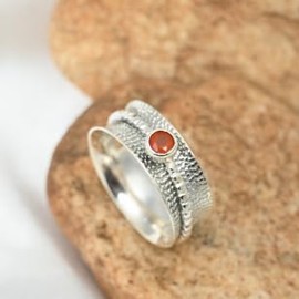 JEWELSTREZORO Gemstone Spinner Ring Men & Women Spinner Ring 925 Sterling Silver Meditation Ring Gift Item Jewellery TSR154, Gemstone Precious metal gemstone, Carnelian