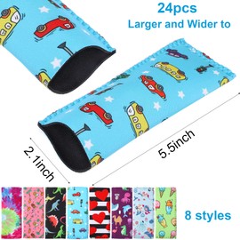 JANYUN 24 Pack Ice Pop Sleeves Neoprene Freezer Pop Sleeve Popsicle Covers Holders Bags BPA-Free for Kids Party Supplies (Colorful)