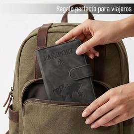 Timotech Porta Pasaporte y Visa con Protección RFID, Funda para Pasaporte y Documentos de Viaje con Cierre Magnético, Cartera para Pasaporte y Visa Elegante de Piel Sintética (Negro)