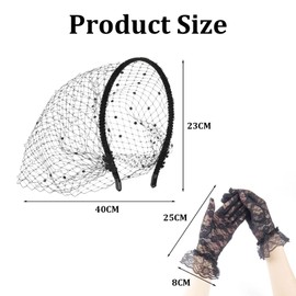 ExcellaElite 1PCS Black Veil Black Mesh Veil Headband Rhinestone Bridal Veil Mesh Headgear Funeral Wedding Tea Party Competition Veil Baffle Lightweight and Breathable Timeless and Elegant