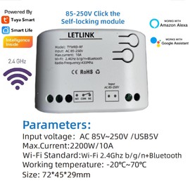 1 Channel USB 5V or AC 85-250V Smart WiFi Wireless Relay Switch Module,Tuya Smart Life app Remote Control,Compatible with Alexa Google Home (1CH 85-250V)
