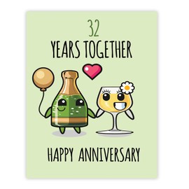 Stuff4 32nd Anniversary Poster Unframed - 32 Years Together - Happy 32nd Wedding Anniversary Cute Gifts for Girlfriend Wife Companion Boyfriend Partner Husband, 8x10 Inch Anniversaries Posters
