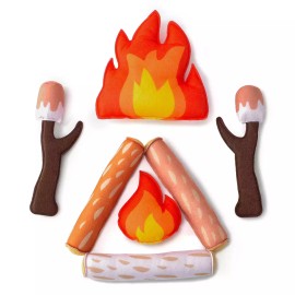 ANKYO 5 PCS Pretend Camping Campfire Toys, Plush Felt Playset Kids Firepit S'mores NEW