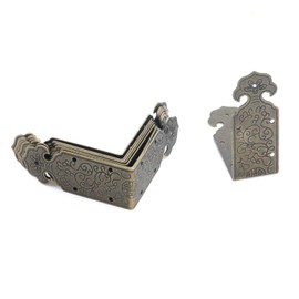 Quluxe Antique Corner Protector, 2" x 0.8" Metal Right Angle Decorative Furniture Case Box Cover Corner Guards- Bronze (Pack of 8)