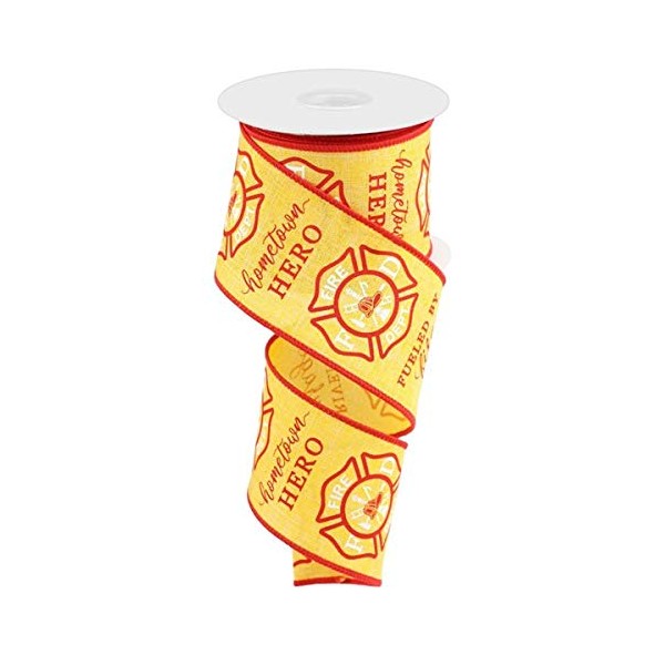 Firefighter Badge Wired Edge Ribbon - 2.5" x 10 Yards