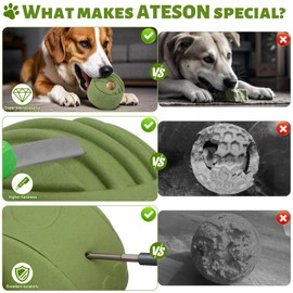 ATESON ATESON Interactive Dog Toy for Large Dogs (20-140 lbs) 2PACK- Durable Freezable Rubber Chew Toy, Mint Scent, Anxiety Relief Puzzle, Treat Dispenser, Easy to Clean, Long-Lasting, Low-Mess Design