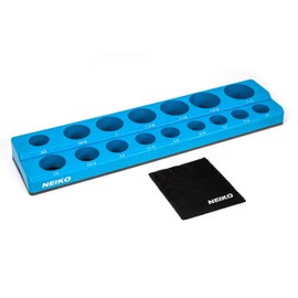 NEIKO 03976A Magnetic Socket Holder, 1/2” Drive, 3/8”- 15/16” SAE, Shallow & Deep Sockets Tray, Standard Socket Set Organizer, Socket Organizers for Toolboxes Trays, Scratch Free Mounting