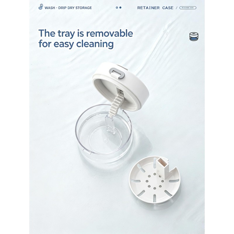 SIROLISA Retainer Cleaner Case Denture Case with Lift Strainer Basket