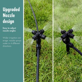 Rifny Drip Irrigation System for Garden, 100FT/ 30M Automatic Garden Watering System Drip Irrigation Kit with 1/4 Inch Drip Tube and 4-Outlets Misting Watering Nozzles