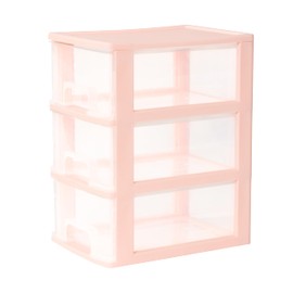 Gonice Desktop 3 Drawer Organzier, Pink Plastic Small Drawer Organizer, Desktop Organizer for Office Home and Bathroom