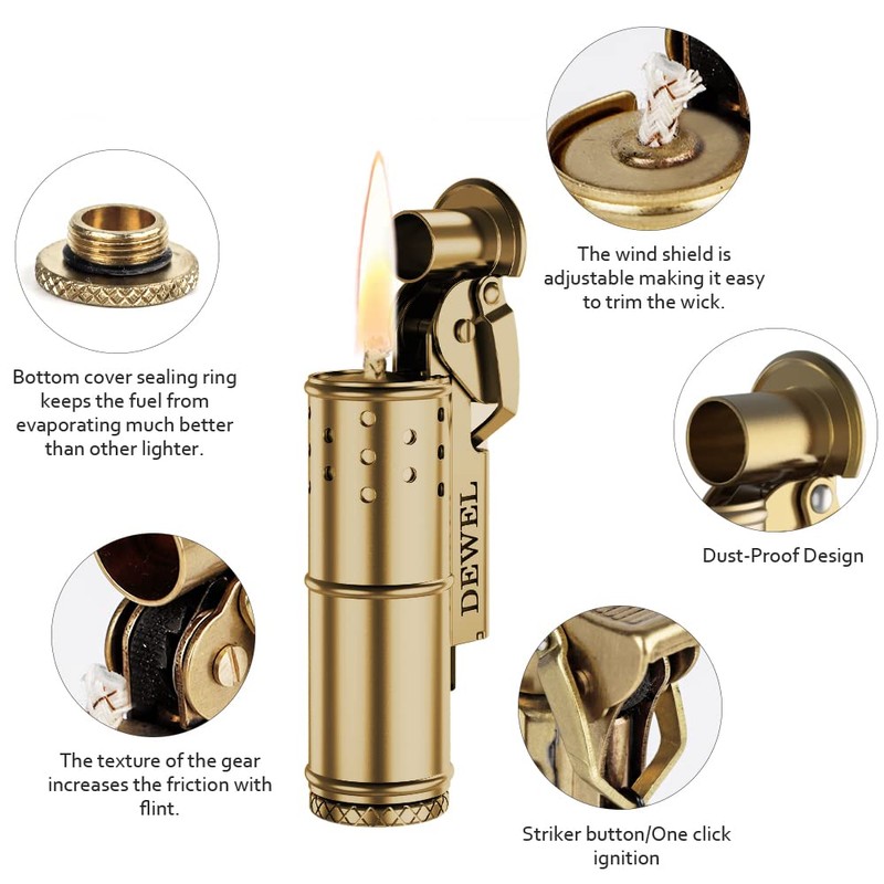 2 Pack Pressure-Relief/Cool Lighter, Wheel Kerosene Lighter, Reusable Windproof Trench