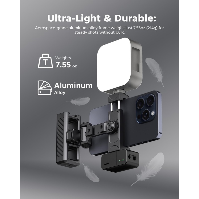 Phone Clip Rig Stabilizer for Smartphone, Lightweight Handheld Vlogging Rig