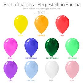 ORGANIC Balloons Birthday • [100 pieces] • MADE IN EU • Premium balloons made of 100% natural latex • 11 colors • Climate neutral • Helium balloons colorful • made from natural raw materials • Balloon garland