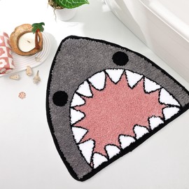 TRUEDAYS Bathroom Rug Bath Mat Shark Shaped Non Slip Bath Rug Extra Soft and Absorbent Microfiber Bath Rugs for Bathroom Floor Tub and Shower Dry Quickly